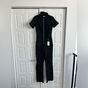 Mango black denim jumpsuit